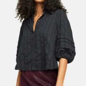 Free People Puff Sleeve Cropped Blouse